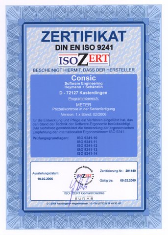 Ergonomie-Zertifikat ISO 9241